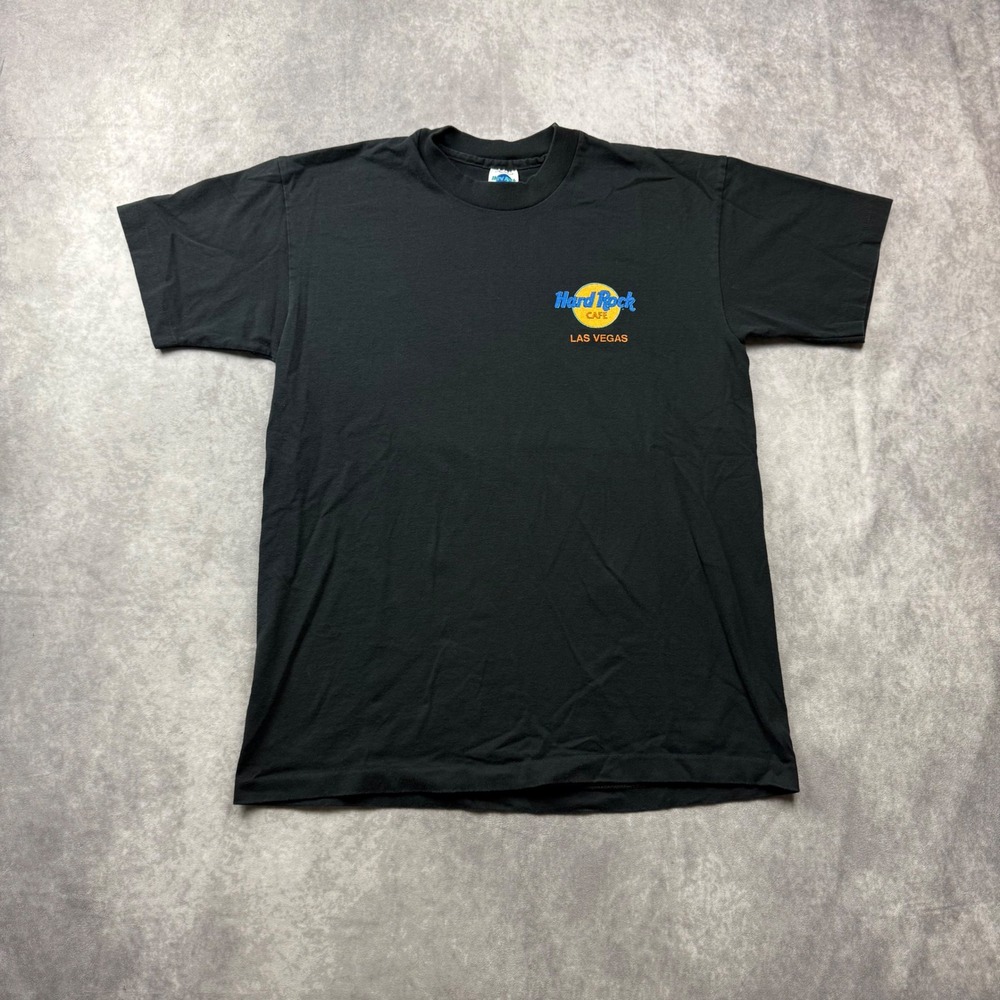 Vintage Hard Rock Cafe Las Vegas T-Shirt Mens Large Black Cowboy Boots USA Made